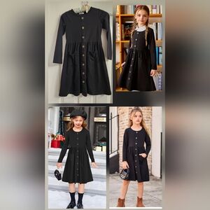 Arshiner Girls Long Sleeve Dress Button Down Casual Midi 9to10 Yrs Old